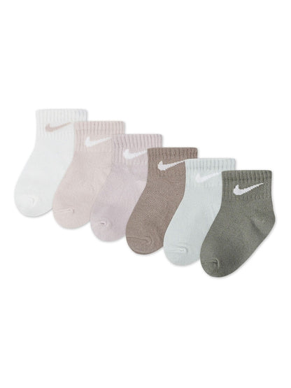 Nike Multi Muted Colours Infant Swoosh Ankle Socks 6 Pack - Size 6-12 Months (68-80cm)