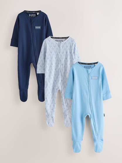 Baker by Ted Baker Navy/Blue Baker by Ted Baker 3 Pack Sleepsuits