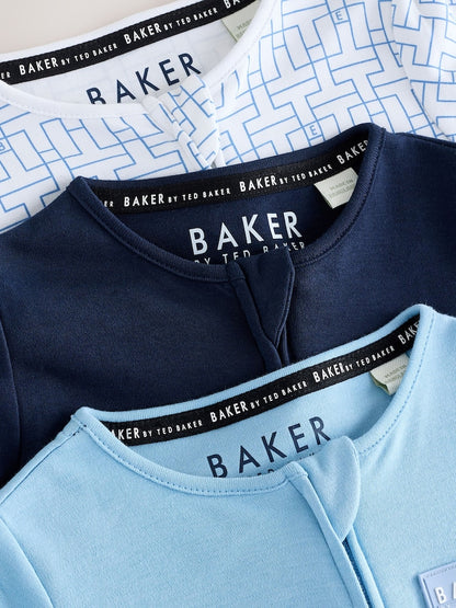 Baker by Ted Baker Navy/Blue Baker by Ted Baker 3 Pack Sleepsuits
