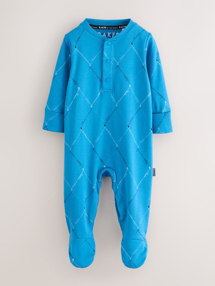 Baker by Ted Baker Navy Blue Grey Baker by Ted Baker 3 Pack Sleepsuits