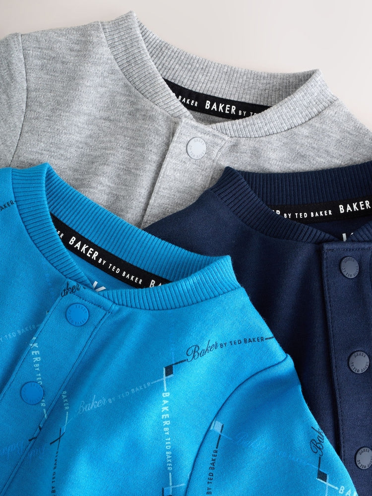 Baker by Ted Baker Navy Blue Grey Baker by Ted Baker 3 Pack Sleepsuits