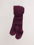Burgundy Red Regular Length Cotton Rich Cable Tights - Size Up To 6 Months (50 - 68cm)