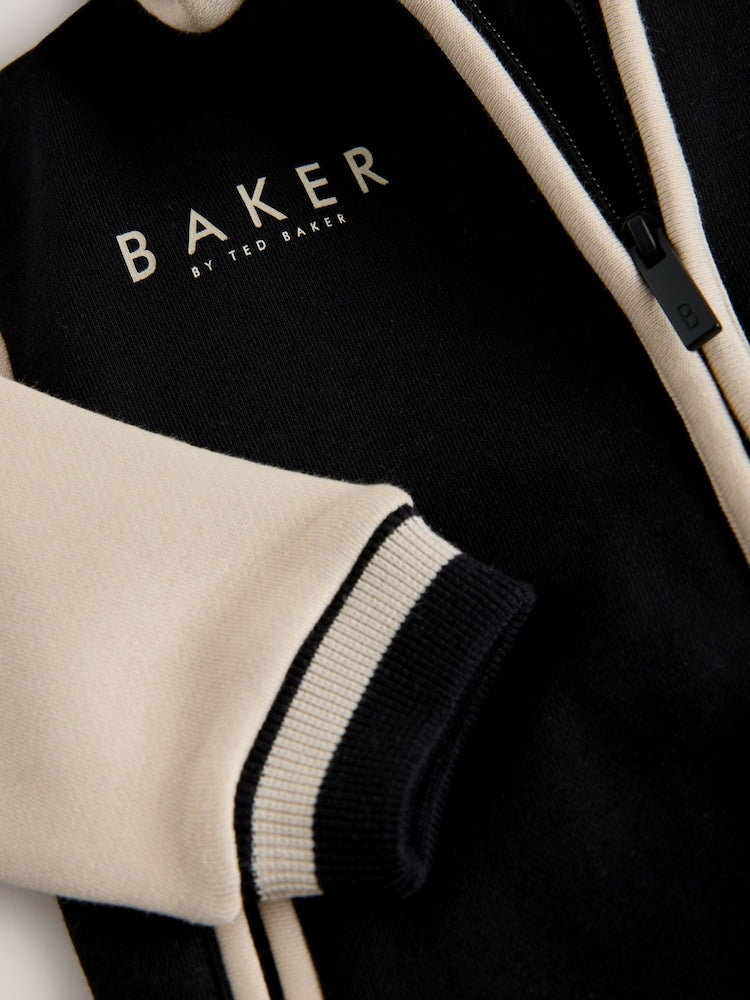 Baker by Ted Baker Black/Ecru 3 Piece Varsity Hoodie T-Shirt and Joggers Set