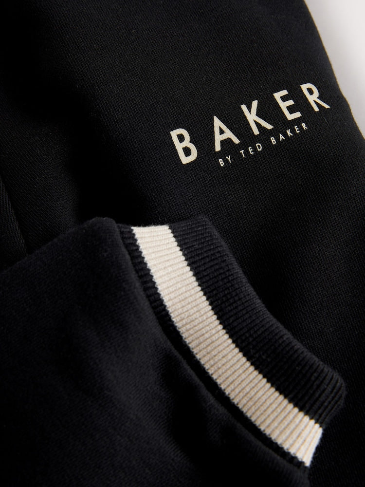 Baker by Ted Baker Black/Ecru 3 Piece Varsity Hoodie T-Shirt and Joggers Set