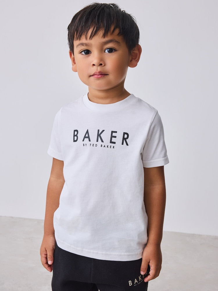 Baker by Ted Baker Black/Ecru 3 Piece Varsity Hoodie T-Shirt and Joggers Set