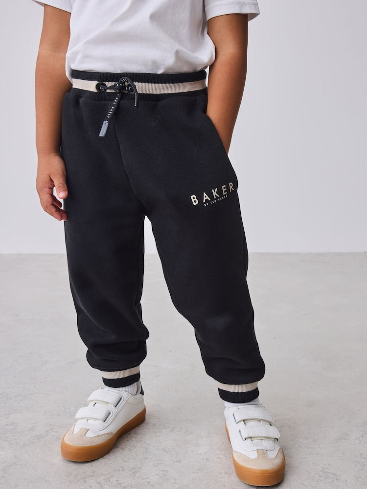 Baker by Ted Baker Black/Ecru 3 Piece Varsity Hoodie T-Shirt and Joggers Set