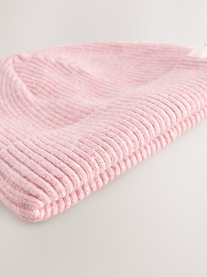 Pink/Cream Cable Knitted Baby Beanies 2 Pack (0-18mths)