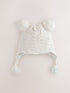 White Knitted Baby Pointelle Double Pom Trapper Hat (0mths-2yrs) - White Knitted / Up To 3 Months (50 - 62cm)