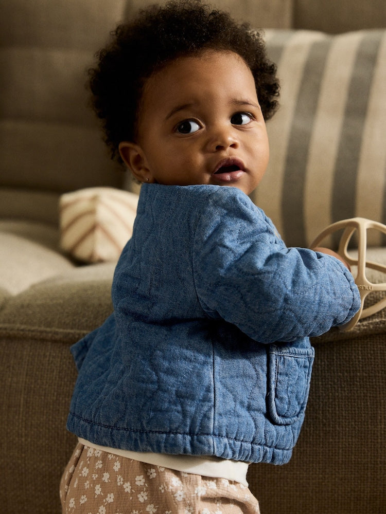 Blue Denim Jersey Quilted Baby Jacket (0mths-2yrs)