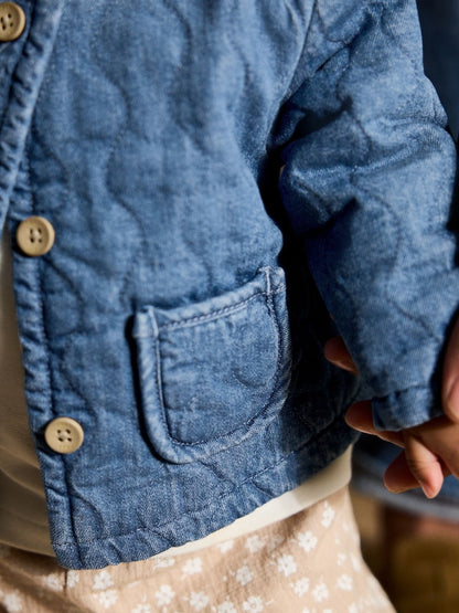 Blue Denim Jersey Quilted Baby Jacket (0mths-2yrs)