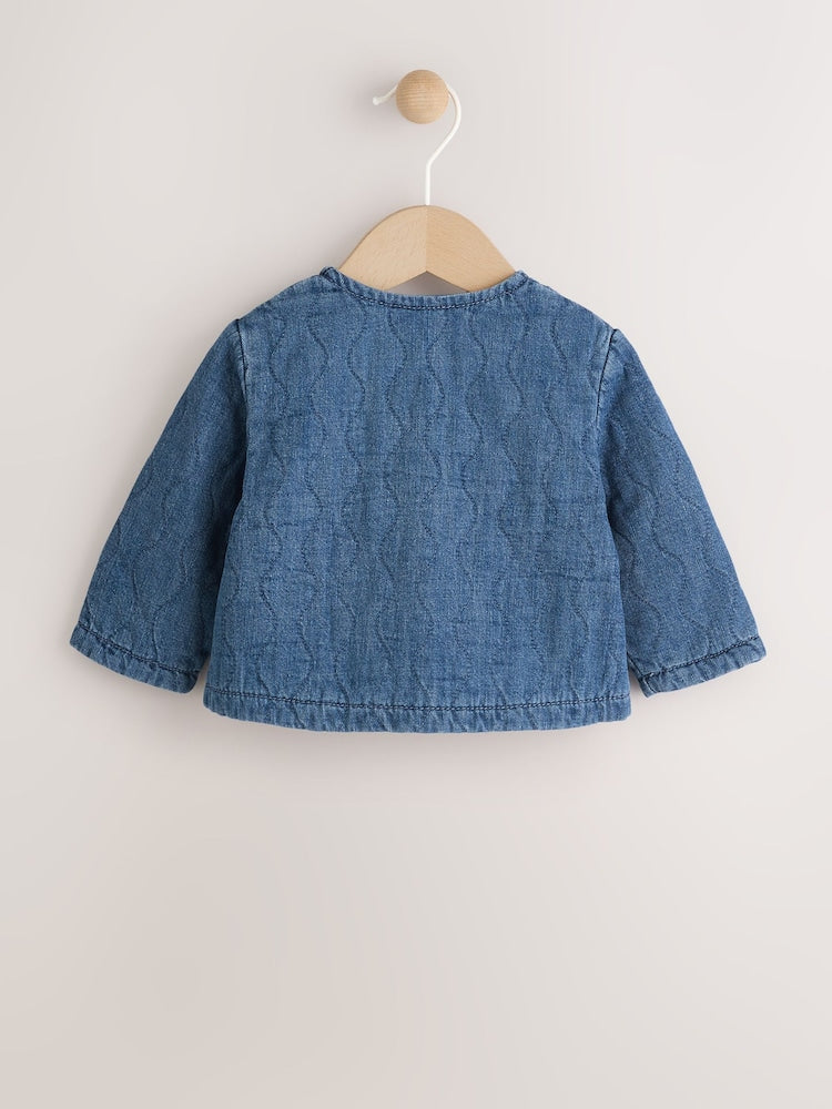 Blue Denim Jersey Quilted Baby Jacket (0mths-2yrs)