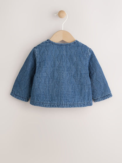 Blue Denim Jersey Quilted Baby Jacket (0mths-2yrs)