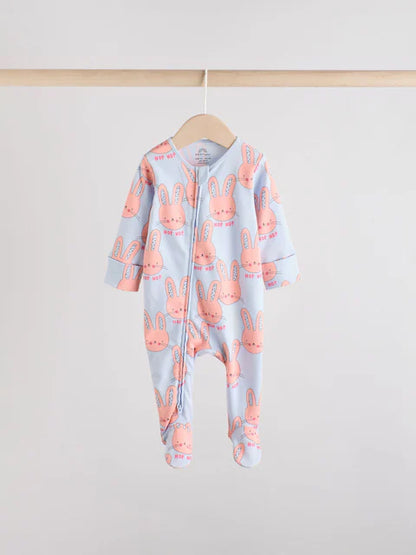 Bright Two Way Zip Sleepsuits 3 Pack (0mths-2yrs)