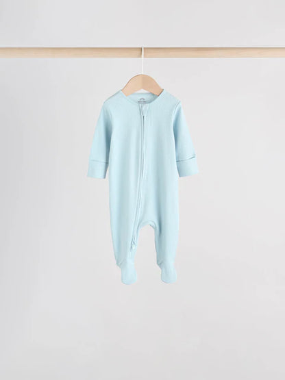 Blue 5 Pack Baby Two Way Zip Sleepsuits (0-2yrs)