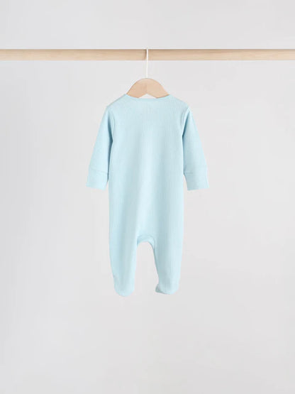 Blue 5 Pack Baby Two Way Zip Sleepsuits (0-2yrs)