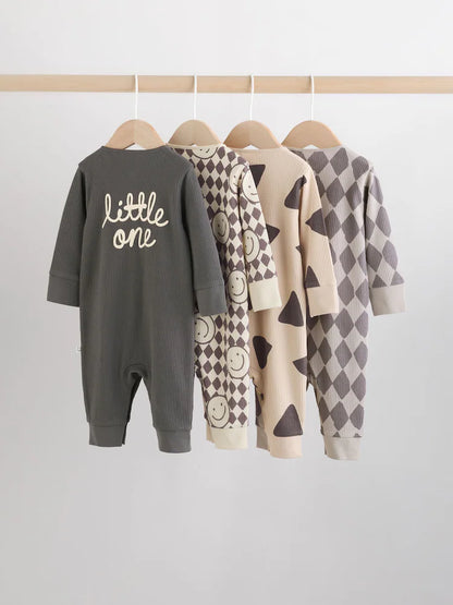 Monochrome Baby Sleepsuits 4 Pack (0mths-3yrs)
