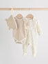 Neutral Baby Sleepsuit, Bodysuit, Beanie and Bib Set 4 Piece (0-9mths) - Neutral / Up to 3 Months (62cm)