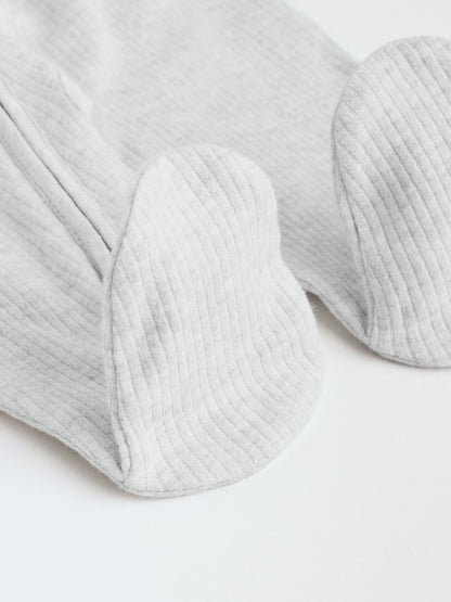 Neutral 5 Pack Two Way Zip Footed Baby Sleepsuits (0-2yrs)