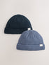 Blue 2 Pack Baby Beanie Knitted Hats - Blue / Up To 3 Months (50 - 62cm)