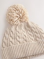 Cream Knitted Cable Pom Beanie - Size 50cm (First Size)