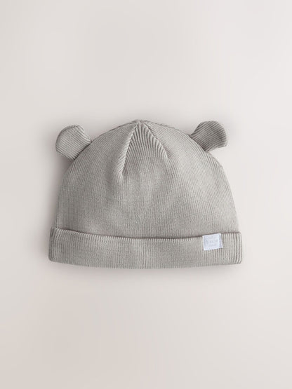 Grey/White 2pack Rib Baby Beanie