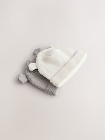 Grey/White 2pack Rib Baby Beanie