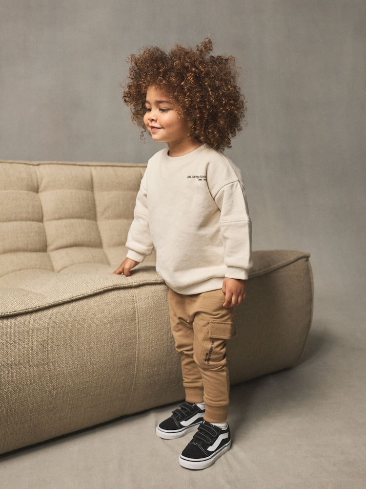 Ecru Off White Utility Sweatshirt and Super Skinny Joggers Set (3mths-7yrs) - Ecru Off White / 12-18 Months (80-86cm)