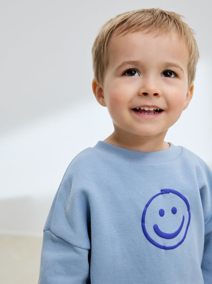 Light Blue Back Print Crew Neck Joggers Set (3mths-7yrs)