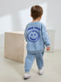 Light Blue Back Print Crew Neck Joggers Set (3mths-7yrs)