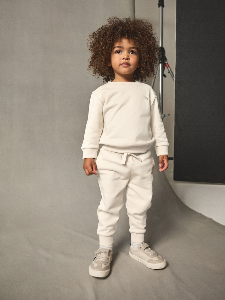Ecru Off White Dino Logo Sweatshirt And Joggers Set (3mths-7yrs)