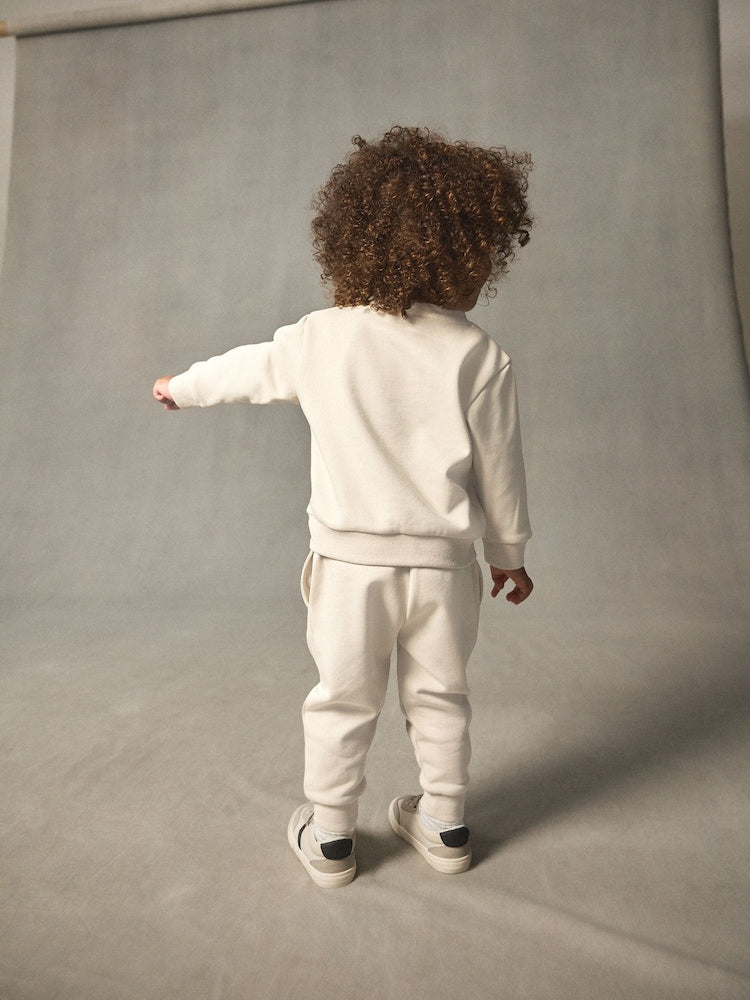 Ecru Off White Dino Logo Sweatshirt And Joggers Set (3mths-7yrs)