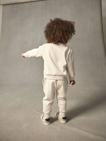 Ecru Off White Dino Logo Sweatshirt And Joggers Set (3mths-7yrs)