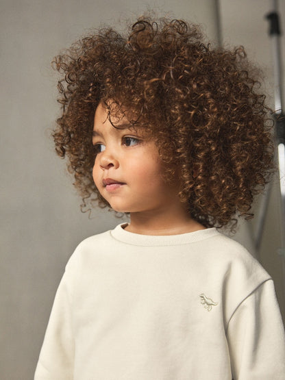 Ecru Off White Dino Logo Sweatshirt And Joggers Set (3mths-7yrs)