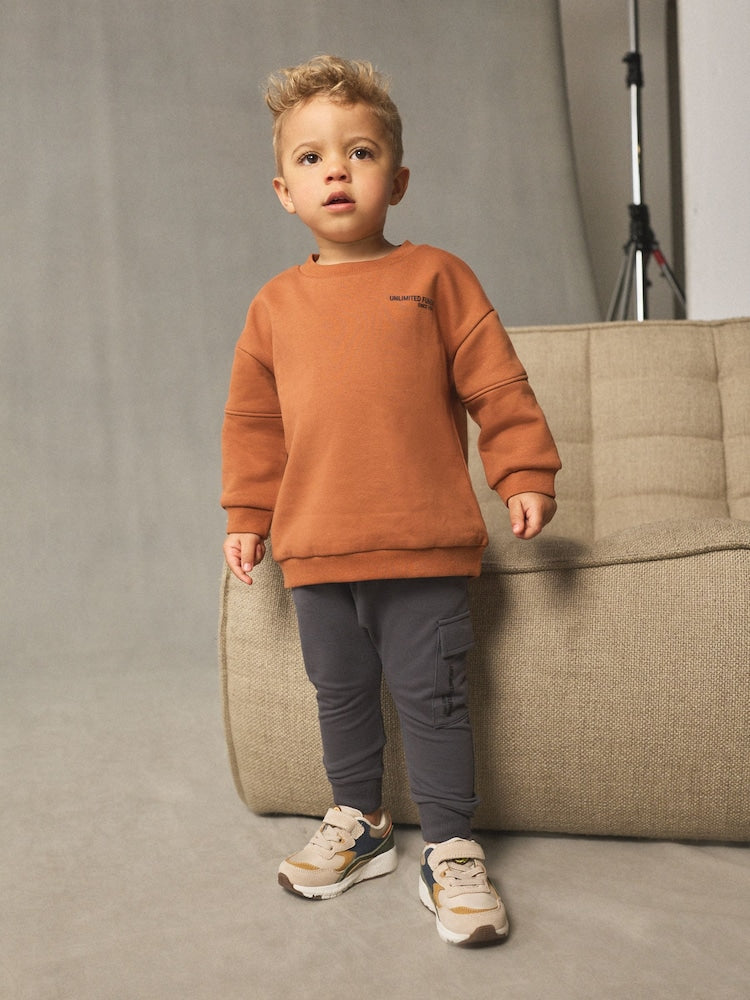 Rust Brown Utility Sweatshirt and Super Skinny Joggers Set (3mths-7yrs)