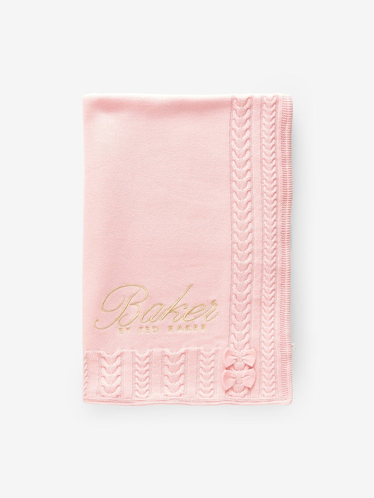 Baker by Ted Baker Cable Knit Fleece Blanket - Size One - Pink