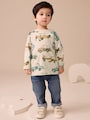 White Transport 100% Cotton Long Sleeve All-Over Print T-Shirt (3mths-7yrs) - Size 3-6 Months (62-68cm)