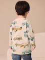 White Transport 100% Cotton Long Sleeve All-Over Print T-Shirt (3mths-7yrs) - Size 3-6 Months (62-68cm)
