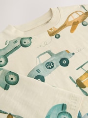 White Transport 100% Cotton Long Sleeve All-Over Print T-Shirt (3mths-7yrs) - Size 3-6 Months (62-68cm)