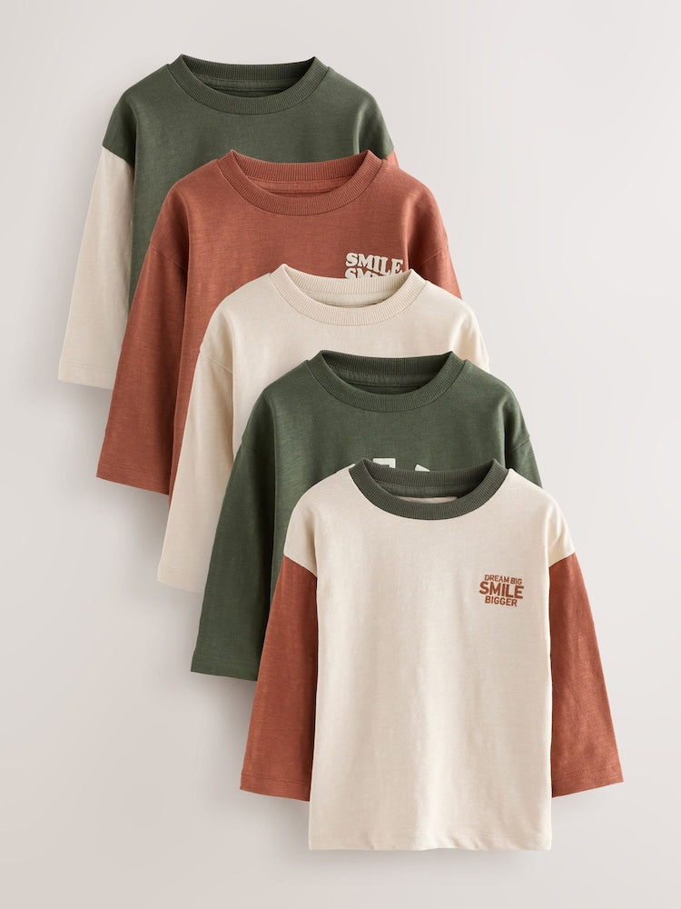Multi Minerals Long Sleeve T-Shirts 5 Pack (3mths-7yrs) - Multi Minerals Long Sleeve / 12-18 Months (80-86cm)