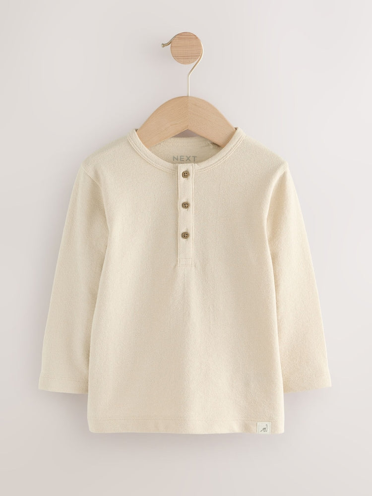 Navy/Blue/Stone Long Sleeve Henley T-Shirts 3 Pack (3mths-7yrs)