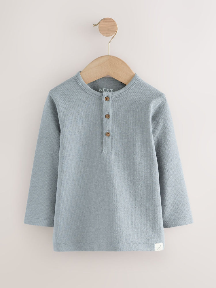 Navy/Blue/Stone Long Sleeve Henley T-Shirts 3 Pack (3mths-7yrs)