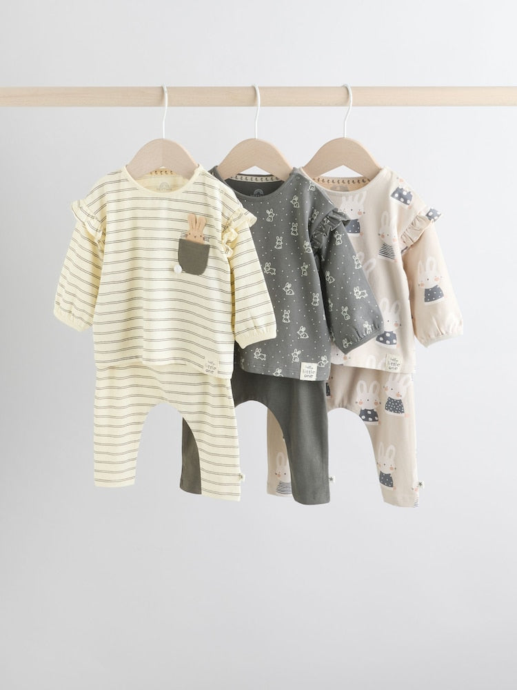 Grey/Cream Character Long Sleeve Top And Leggings Set 6 Piece (0mths-3yrs) - Grey/Cream Character Long Sleeve / 12-18 Months (80-86cm)