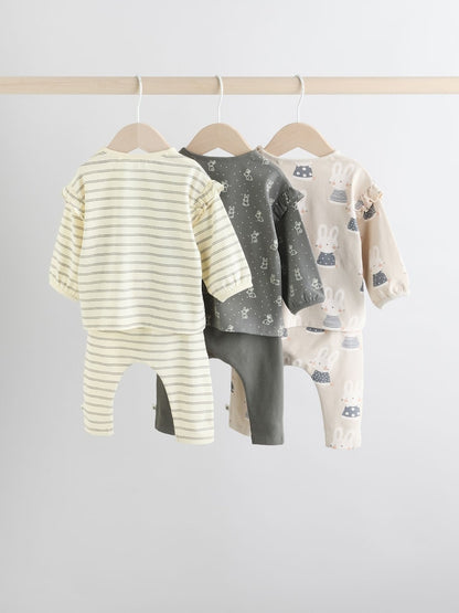 Grey/Cream Character Long Sleeve Top And Leggings Set 6 Piece (0mths-3yrs)