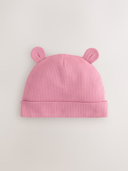 Pink 3 Pack Baby Beanies (0-18mths) - Size 44cm (5lb)