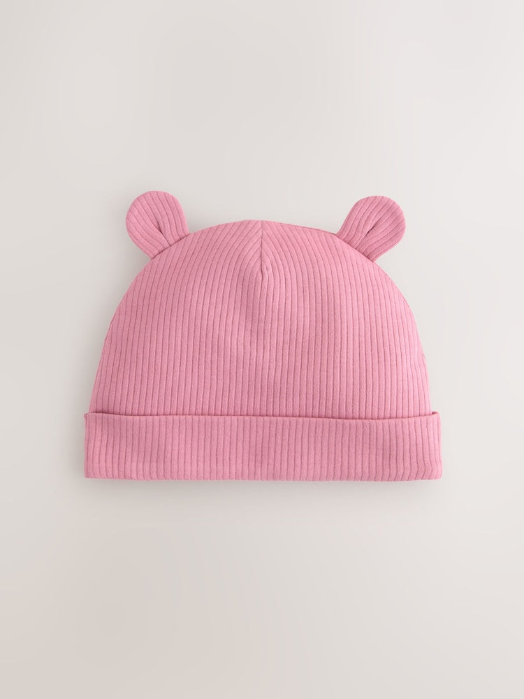 Pink 3 Pack Baby Beanies (0-18mths) - Size 44cm (5lb)