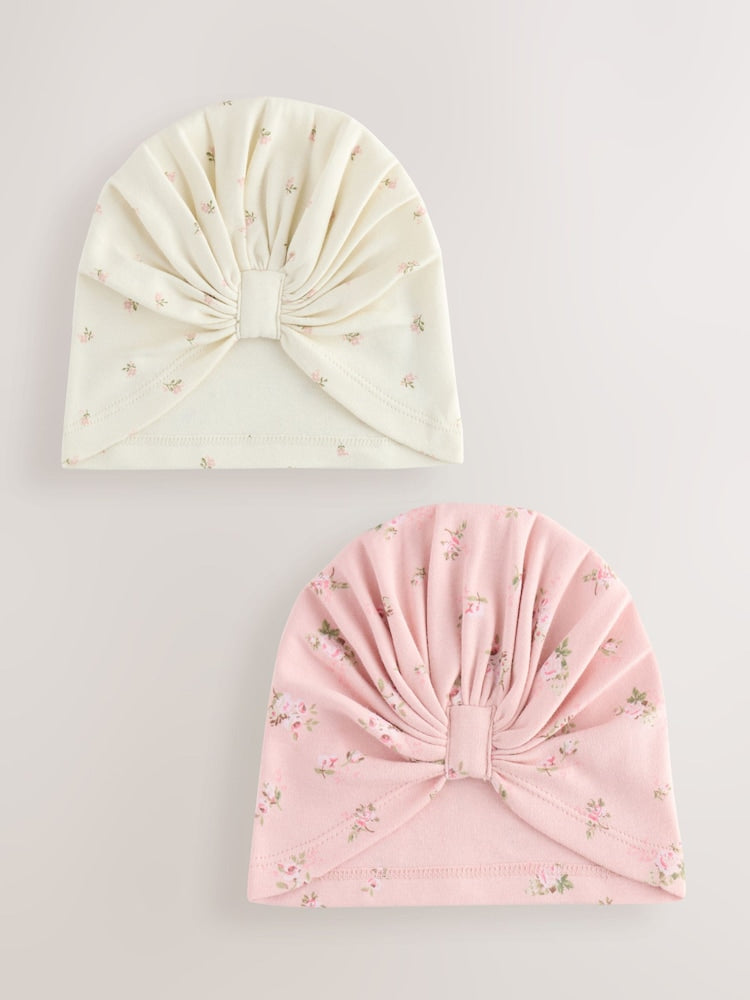 Pink 2 Pack Baby Turbans (0-18mths) - Pink / Up To 3 Months (50 - 62cm)