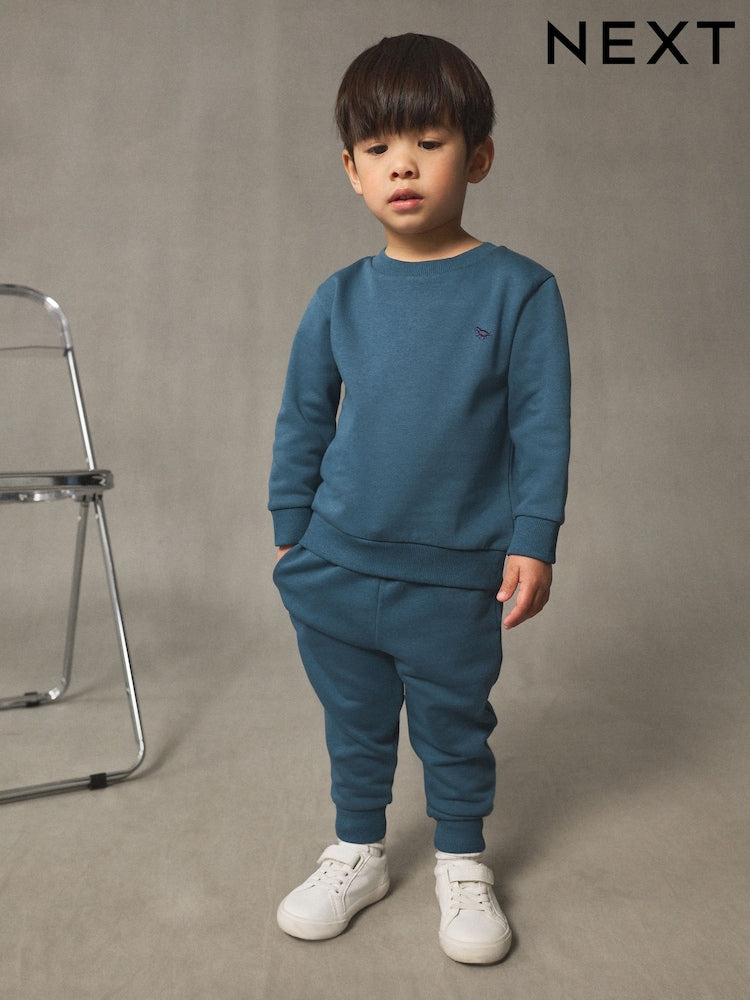 Teal Blue Dino Logo Sweatshirt And Joggers Set (3mths-7yrs)