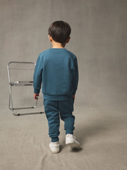 Teal Blue Dino Logo Sweatshirt And Joggers Set (3mths-7yrs)