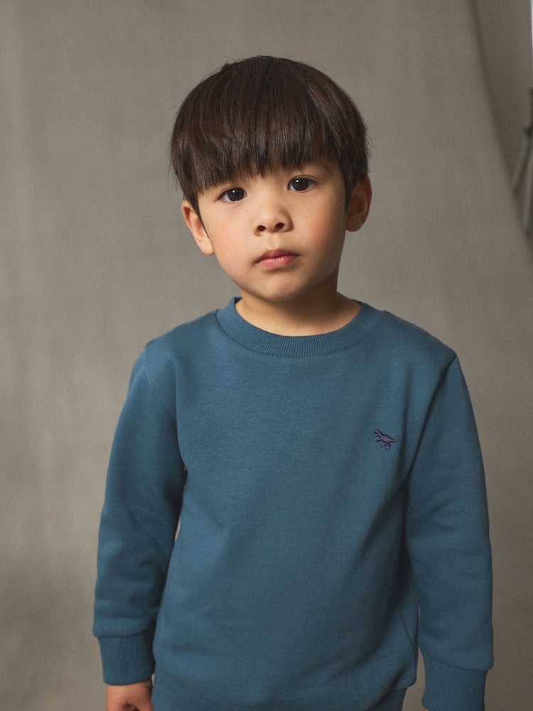 Teal Blue Dino Logo Sweatshirt And Joggers Set (3mths-7yrs)