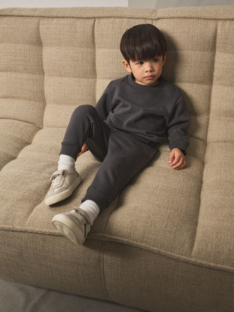 Charcoal Grey Plain Sweatshirt And Joggers Set (3mths-7yrs)